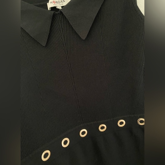 Morgan de Toi Black  vintage y2k Mini Dress with Gold Accents - Picture 9 of 9